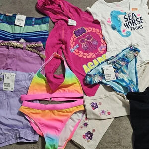 BUNDLE Girls  Summer 10 items Clothing Swimwear Bikini Shorts Leggings si…
